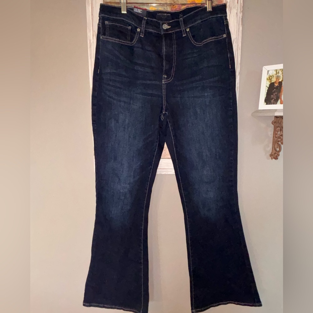 Lucky Brand High Rise Flare Stevie Women's Jeans Size 14/32 Stretch Dark Wash